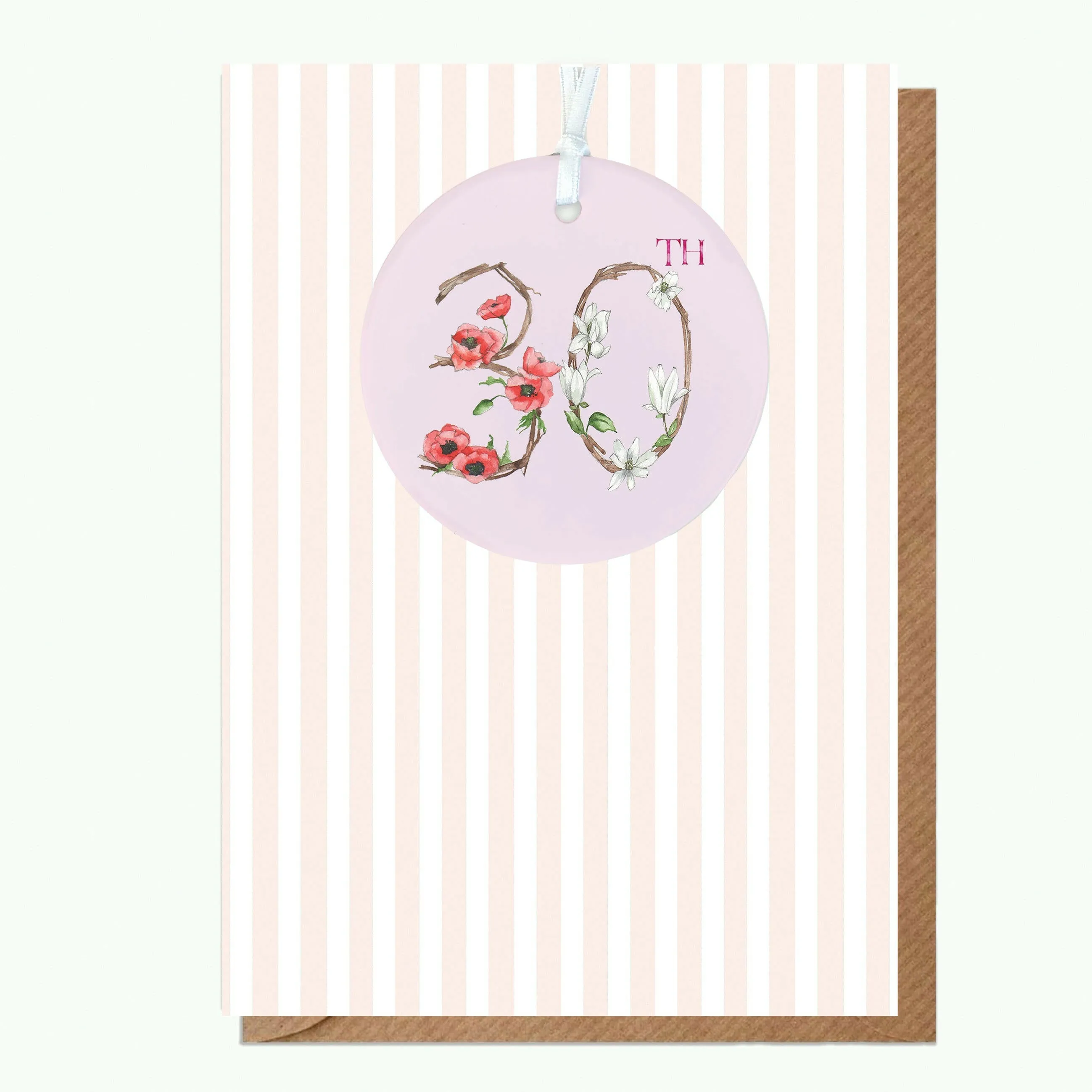 A6 Greeting Card with Ceramic Keepsake - 30th