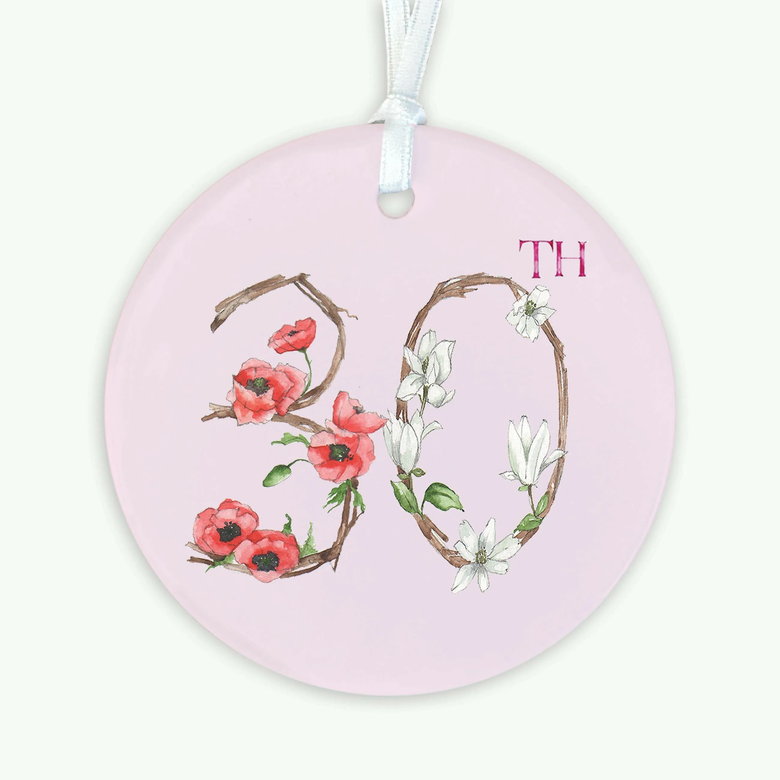 A6 Greeting Card with Ceramic Keepsake - 30th