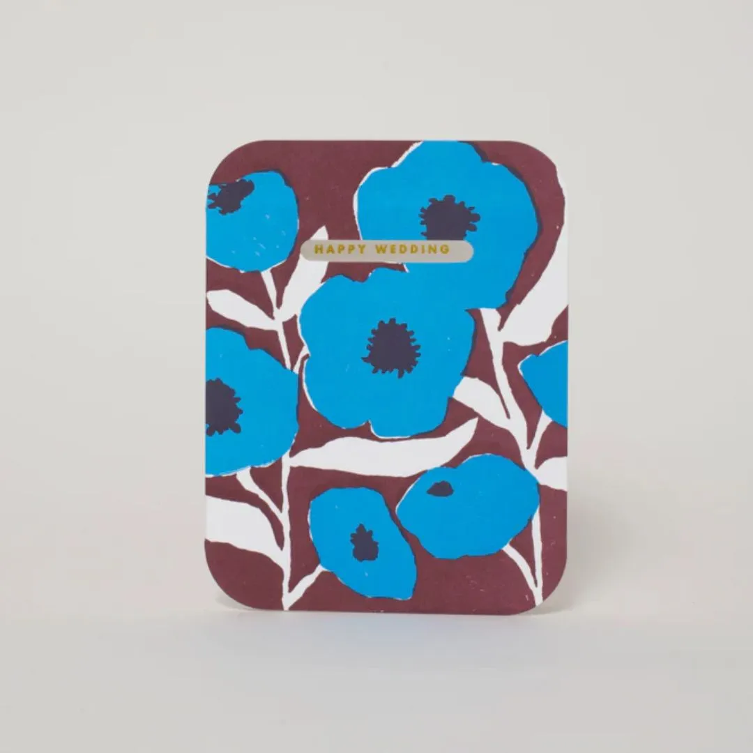 Blue Poppy Wedding Card