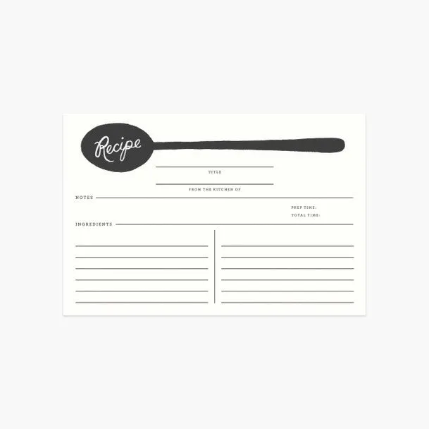 Charcoal Spoon Recipe Cards (Pack Of 12)