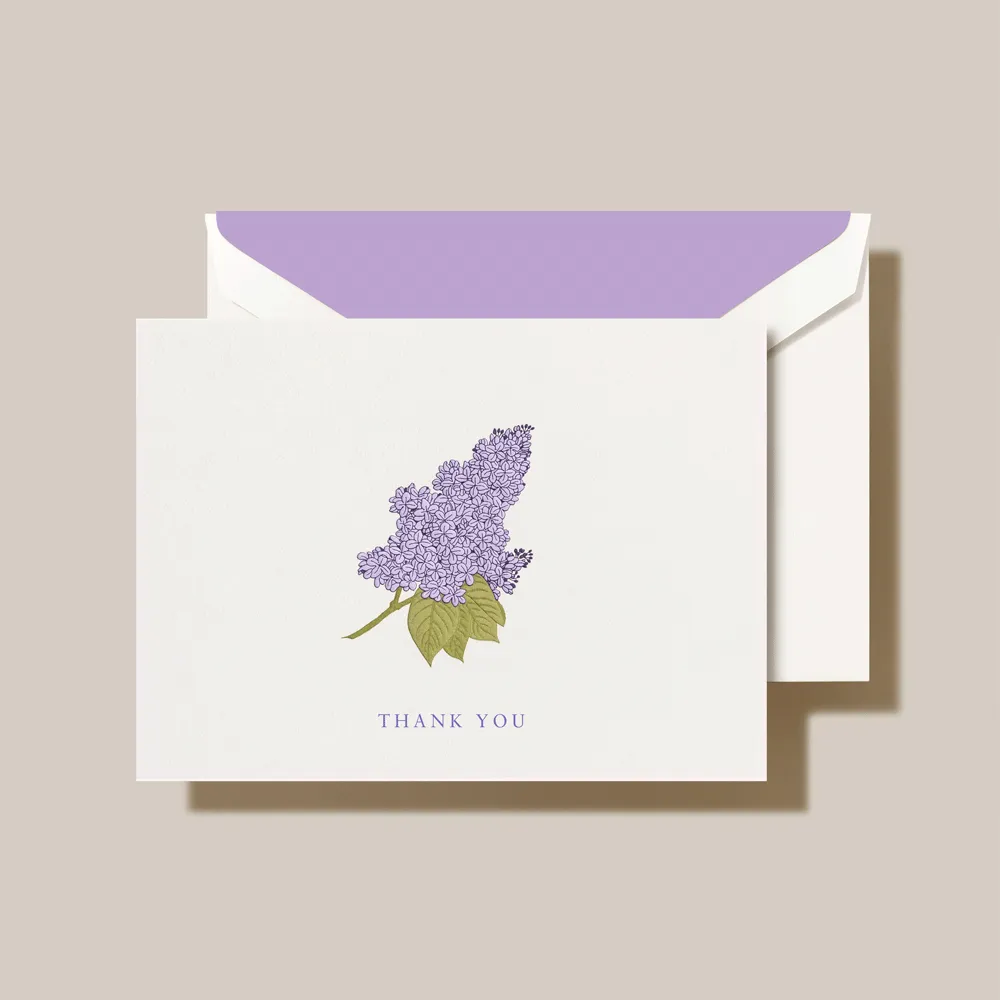 Crane Lilac Thank You Note Stationery