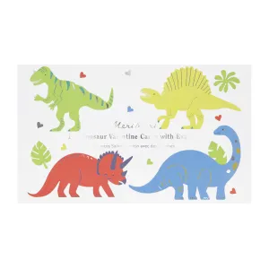 Dinosaur Kids Valentine's Card & Eraser Set