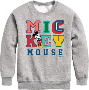 Disney Mickey Mouse Different Letters - Youth Crewneck Fleece Sweatshirt