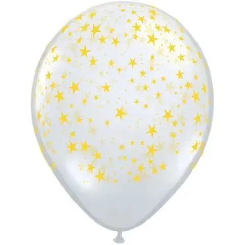 Gold Stars Clear Balloon