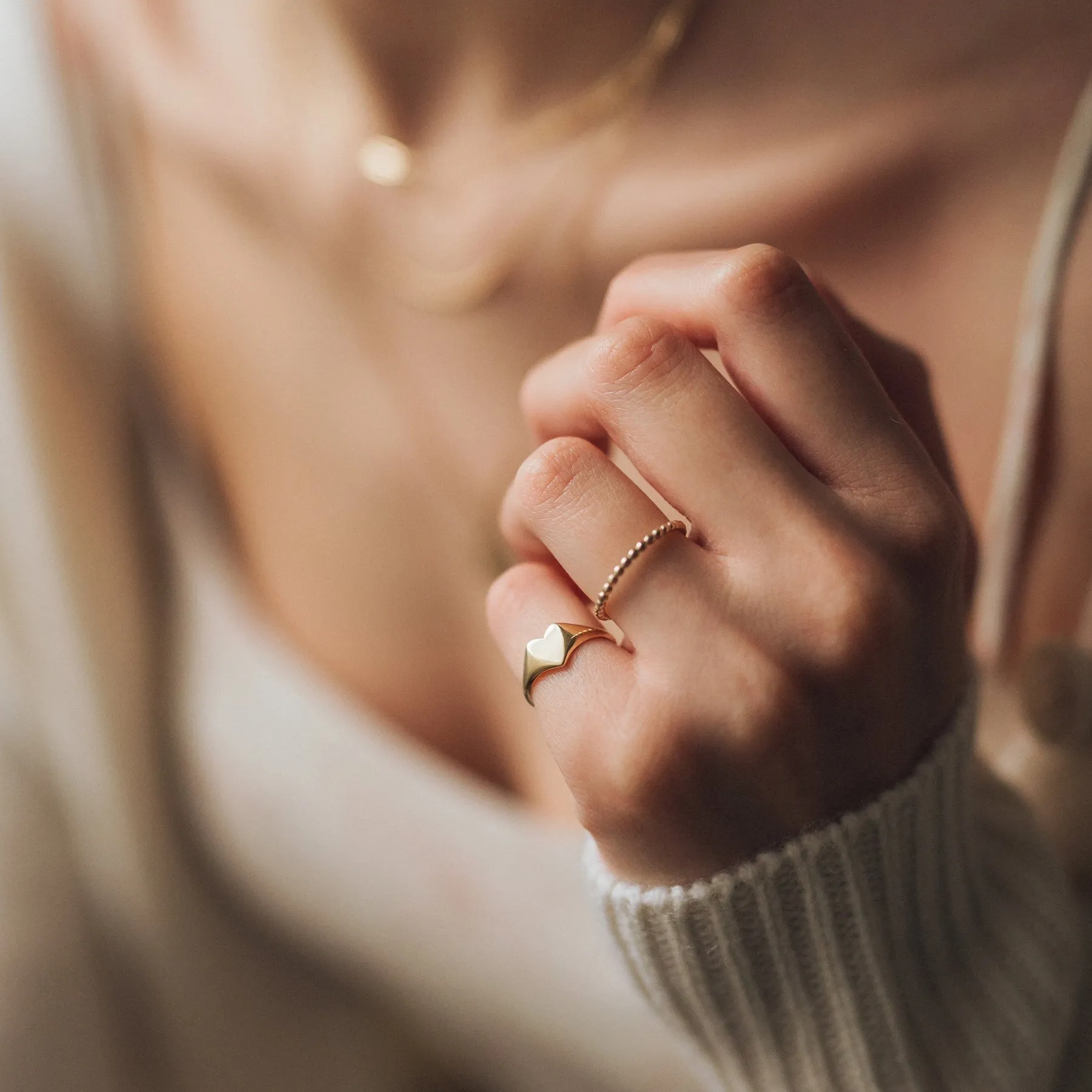 Lovely Heart Signet Ring (14K Gold)