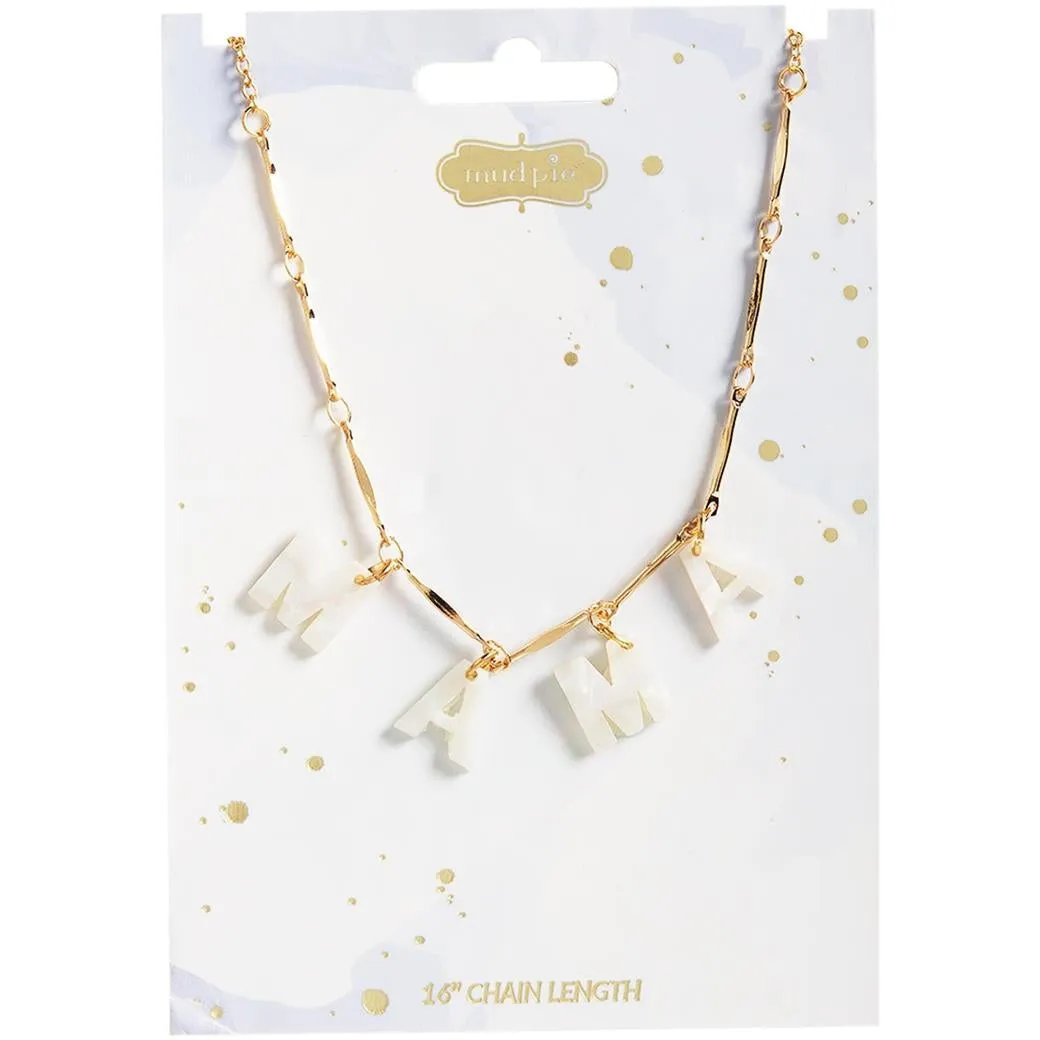 Mud Pie Mom Necklace Blue