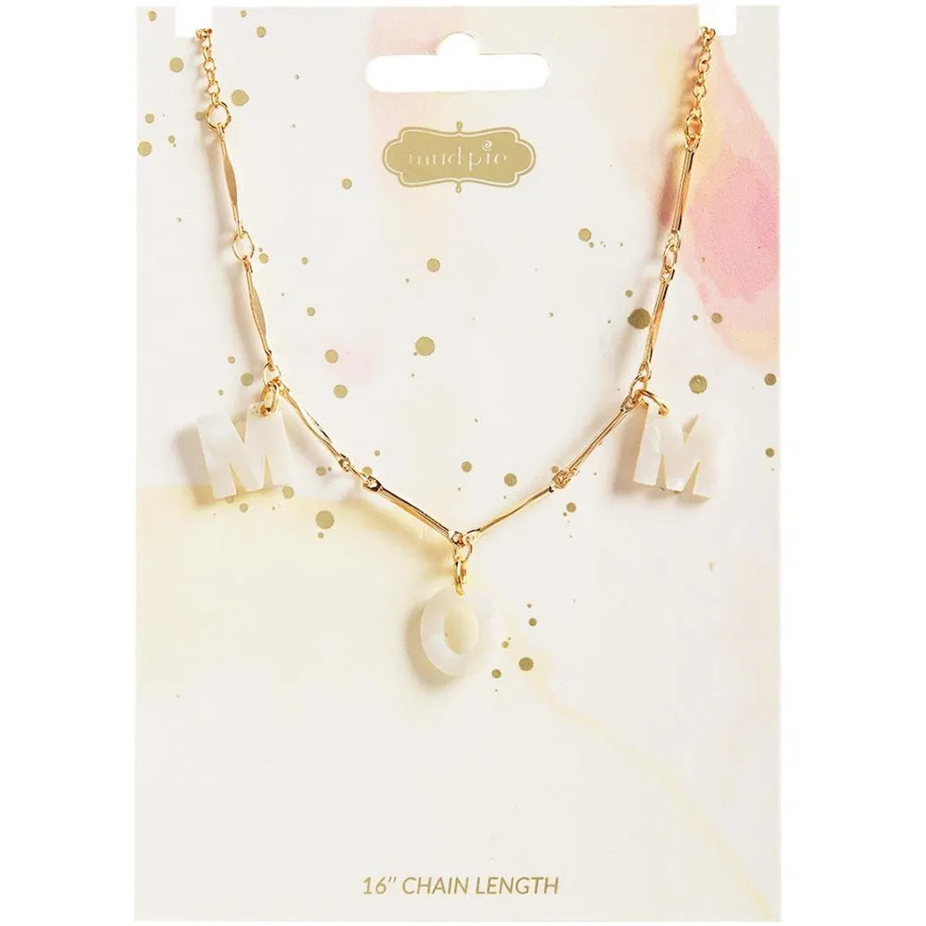 Mud Pie Mom Necklace Pink