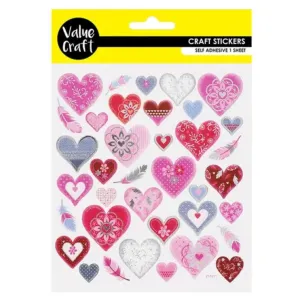 Stickers Foil Hearts & Feathers