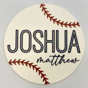 Sugar   Maple Round Personalized Name Sign | Baseball